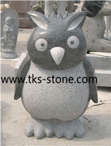 Owl Sculpture & Statue,Stone Owl Caving,Beige Granite Animal Sculptures,Statues