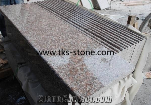 Polished G687,Peach Red,Blossom Red,China Red Granite Stairs&Steps
