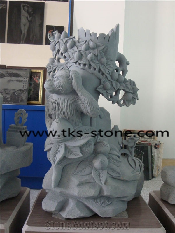 Sculpture & Statue,Grey Granite Animal Sculptures,Animal Caving,Garden Sculptures,Landscape Sculpture