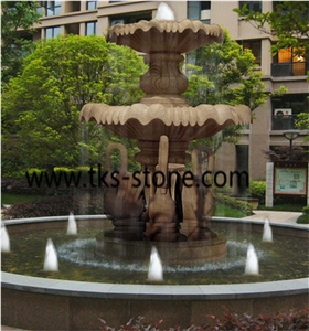 Sculptured Fountains,Garden Fountains, Brown Granite Fountains