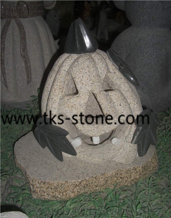 Sculptured Granite Pumpkin Lanterns ,Beige Granite Pumpkin Lanterns,Stone Pumpkin Mailbox,Lamps,Lanterns,Garden Lanterns