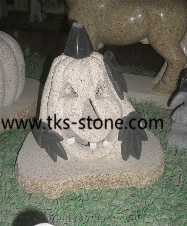 Sculptured Granite Pumpkin Lanterns ,Beige Granite Pumpkin Lanterns,Stone Pumpkin Mailbox,Lamps,Lanterns,Garden Lanterns