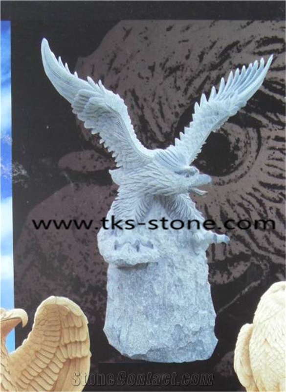 Spread Your Wings and the Eagle,Stone Eagle Caving,Eagle Sculpture & Statue,Grey Granite Animal Sculptures,