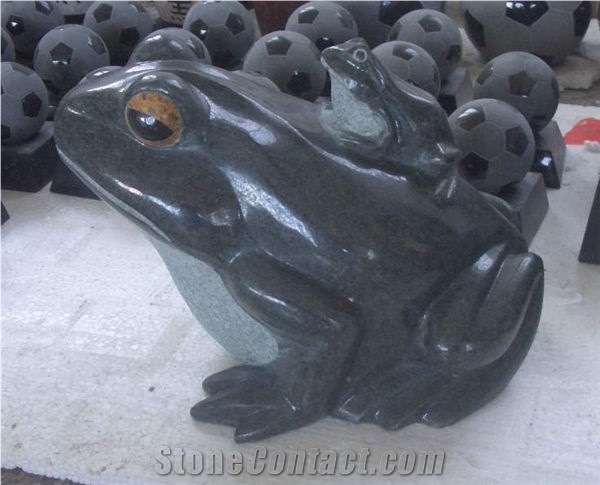 Stone Frog Sculpture & Statue,Caving Frog,Grey Granite Animal Sculptures, Garden Sculptures,Western Statues