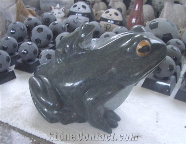 Stone Frog Sculpture & Statue,Caving Frog,Grey Granite Animal Sculptures, Garden Sculptures,Western Statues