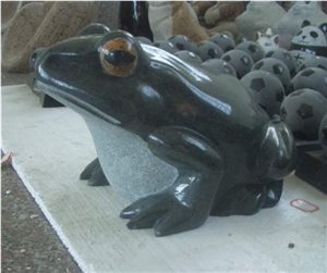 Stone Frog Sculpture & Statue,Caving Frog,Grey Granite Animal Sculptures, Garden Sculptures,Western Statues