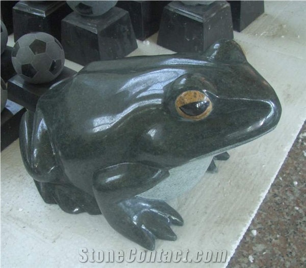 Stone Frog Sculpture & Statue,Caving Frog,Grey Granite Animal Sculptures, Garden Sculptures,Western Statues