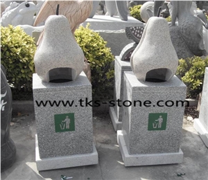 Stone Granite Garden Trash Can,Stone Mailbox,Trash Can Caving,Grey Granite Trash Can Sculpture