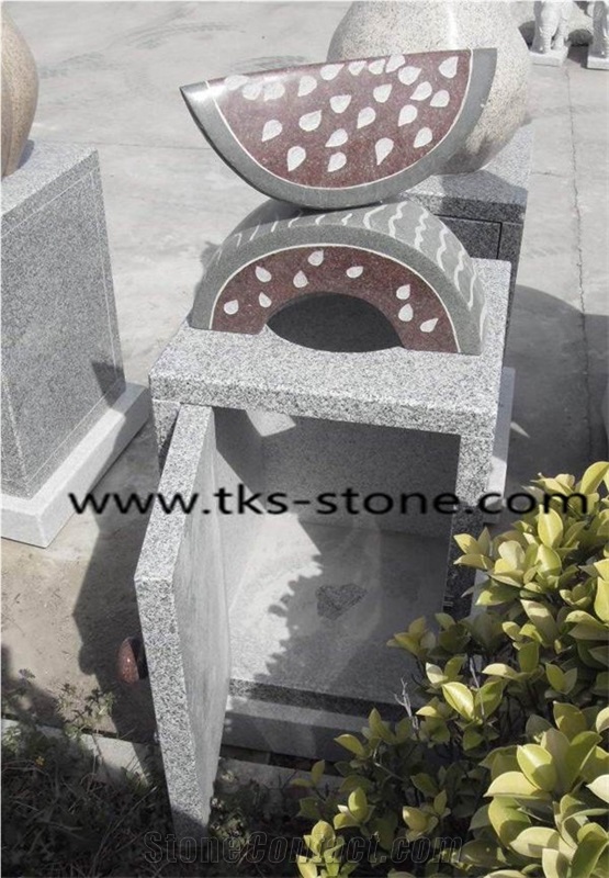 Stone Granite Garden Trash Can,Stone Mailbox,Trash Can Caving,Grey Granite Trash Can Sculpture