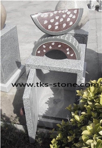 Stone Granite Garden Trash Can,Stone Mailbox,Trash Can Caving,Grey Granite Trash Can Sculpture