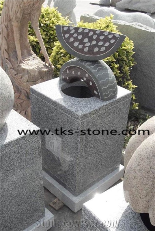 Stone Granite Trash Can Caving,Grey Granite Garden Trash Can,Granite Mailbox,Outdoor Mailbox,Stone Mailbox