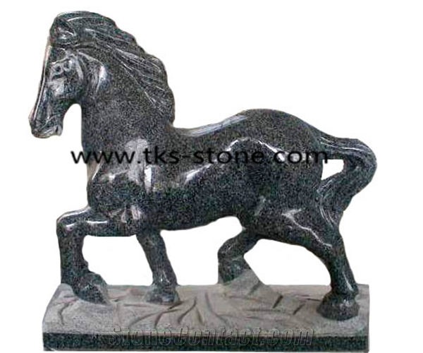 Stone Horse Caving,Horse Sculpture & Statue,Grey Granite Animal Sculptures,Landscape Sculptures,Statures