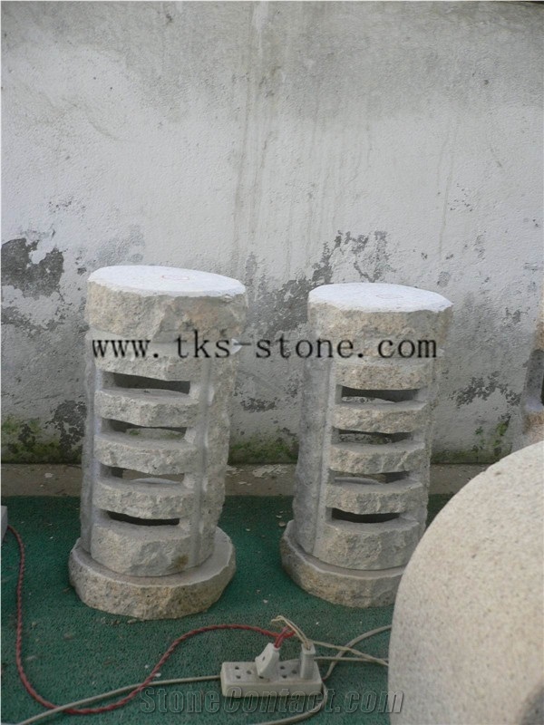 Stone Lanterns Caving,Grey Granite Garden Lanterns,Japanese Lamps,Lamps Sculptures