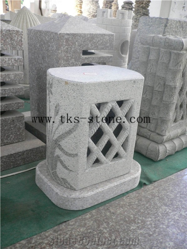 Stone Lanterns Caving,Grey Granite Garden Lanterns,Japanese Lamps,Lamps Sculptures