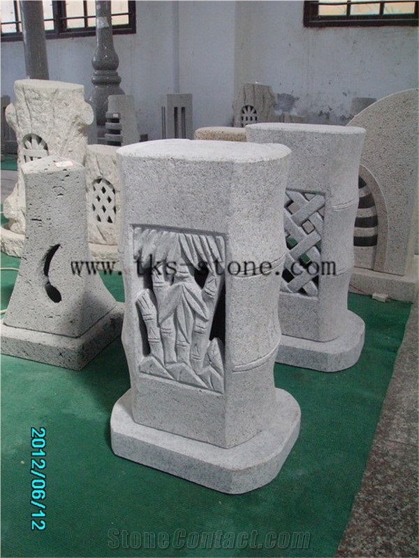 Stone Lanterns Caving,Lanterns Sculptures,Grey Granite Garden Lamps,Exterior Lamps,Japanese Lanterns