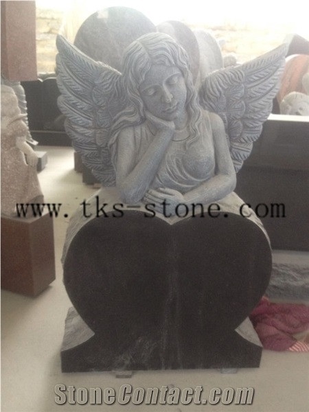 Stone Monument & Tombstone Caving,Angle Monument,Heart Tombstones,Tombstone Design,Shanxi Black Granite Monument & Tombstone