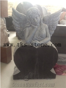 Stone Monument & Tombstone Caving,Angle Monument,Heart Tombstones,Tombstone Design,Shanxi Black Granite Monument & Tombstone