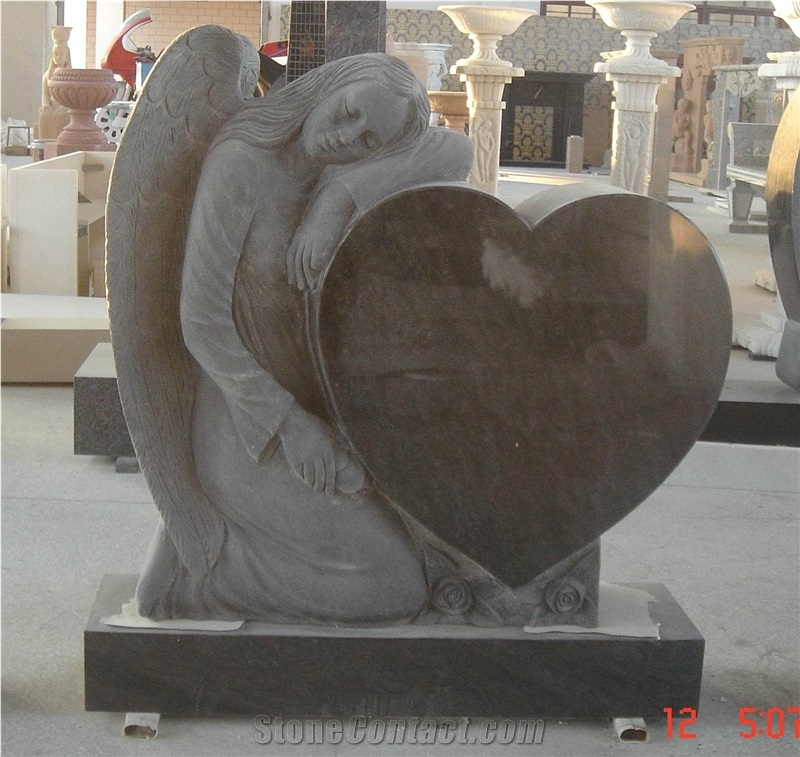 Stone Monument & Tombstone Caving,Angle Monument,Heart Tombstones,Tombstone Design,Shanxi Black Granite Monument & Tombstone