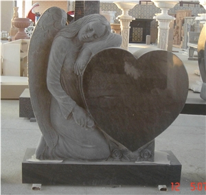 Stone Monument & Tombstone Caving,Angle Monument,Heart Tombstones,Tombstone Design,Shanxi Black Granite Monument & Tombstone
