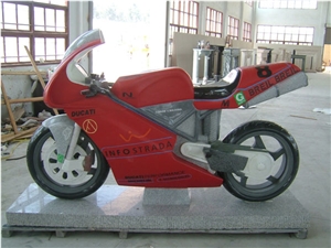 Stone Motorcycle Sculpture & Statue,Red Granite Motorcycle Sculpture,Sculpture Ideas,Caving Motorcycle, Landscape Sculptures