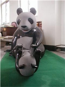 Stone Panda Sculpture & Statue,Panda Caving,Black Granite Animal Sculptures,Statues,Garden Sculptures,Handcarved Sculptures