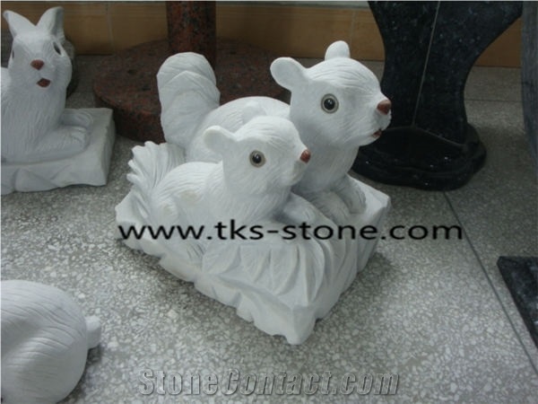Stone Rabbit Caving,Rabbit Sculpture & Statue,White Granite Animal Sculptures