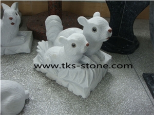 Stone Rabbit Caving,Rabbit Sculpture & Statue,White Granite Animal Sculptures