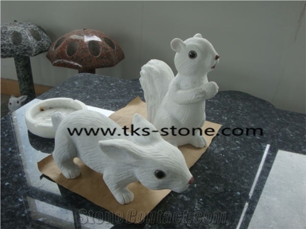 Stone Rabbit Caving,Rabbit Sculpture & Statue,White Granite Animal Sculptures