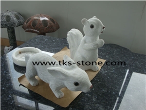 Stone Rabbit Caving,Rabbit Sculpture & Statue,White Granite Animal Sculptures