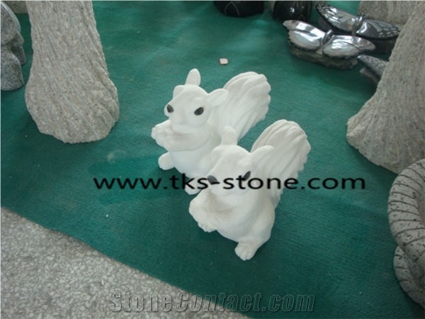 Stone Rabbit Caving,Rabbit Sculpture & Statue,White Granite Animal Sculptures