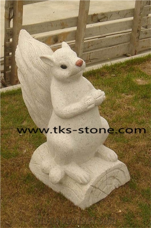 Stone Squirrel Caving, Squirrel Sculpture & Statue,Beige Granite Animal Sculptures,Garden Sculptures,Statues,Handcarved Sculptures