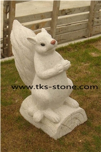 Stone Squirrel Caving, Squirrel Sculpture & Statue,Beige Granite Animal Sculptures,Garden Sculptures,Statues,Handcarved Sculptures