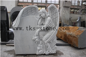 Stone Tombstone & Monument Caving,Angel Monuments,Grey Granite Angel Monuments,Western Style Monument & Tombstone Design, Sculpture Grey Granite Tombstone Design