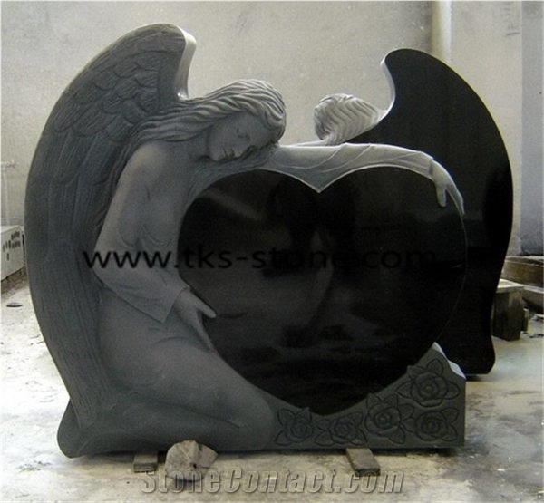 Tombstone & Monument,Angel Monuments,Heart Tombstones,Black Granite Tombstone Monument, Sculpture Beige Granite Heart Tombstones