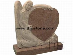 Tombstone & Monument,Angel Monuments,Heart Tombstones,Black Granite Tombstone Monument, Sculpture Beige Granite Heart Tombstones