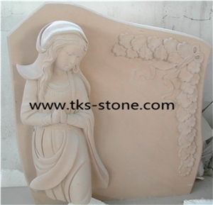 Tombstone & Monument,Angel Monuments,Heart Tombstones,Black Granite Tombstone Monument, Sculpture Beige Granite Heart Tombstones