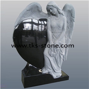 Tombstone & Monument,Grey Granite Tombstone Monument, Heart Tombstones, Jewish Style Tombstones,Western Style Monuments, Headstones, Sculpture Grey Granite Jewish Style Tombstones