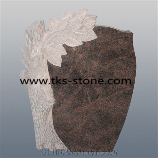 Tree Carving Tombstone & Monument,Red Granite Monument & Tombstone, Headstones,Monument Design,Western Style Tombstones, Sculpture Red Granite Western Style Tombstones
