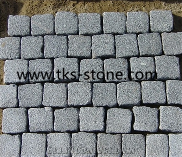 Tumbled/Antique Cube/Cobble Stone, Grey Granite G603 Paving Stone Cobble Setts Courtyard/Driveway Paving Stone, Classic Grey Granite Driveway Paving Stone