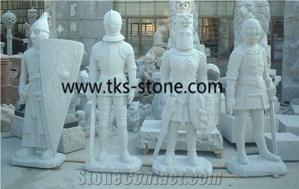 Warrior Statues,Grey Granite Human Sculptures, Western Warrior Sculpture & Statue, Handcarved Sculptures