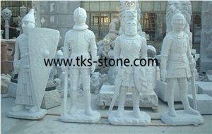 Warrior Statues,Grey Granite Human Sculptures, Western Warrior Sculpture & Statue, Handcarved Sculptures
