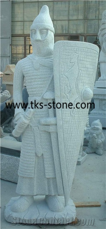 Warrior Statues,Grey Granite Human Sculptures, Western Warrior Sculpture & Statue, Handcarved Sculptures
