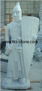 Warrior Statues,Grey Granite Human Sculptures, Western Warrior Sculpture & Statue, Handcarved Sculptures