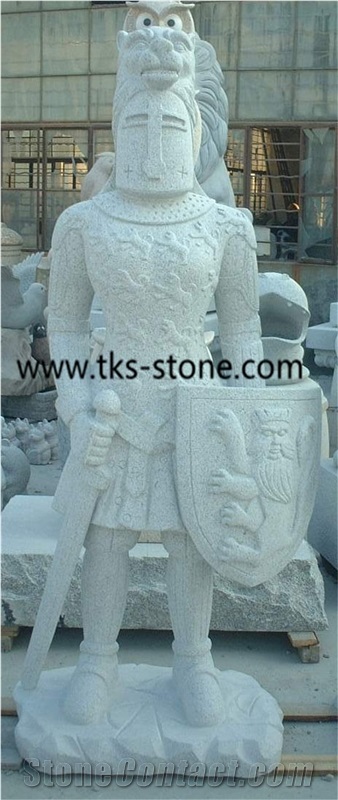 Warrior Statues,Grey Granite Human Sculptures, Western Warrior Sculpture & Statue, Handcarved Sculptures