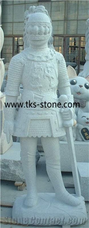 Warrior Statues,Grey Granite Human Sculptures, Western Warrior Sculpture & Statue, Handcarved Sculptures