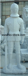 Warrior Statues,Grey Granite Human Sculptures, Western Warrior Sculpture & Statue, Handcarved Sculptures