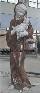Women with Babies Human Granite Sculptures,Stone Western Women Sculpture & Statue,Red Granite Human Statues,Women Caving, Religious Sculpture & Statue