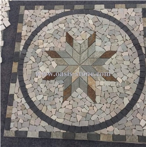 Multicolor Manmade Stone Splicing Mosaic Medallion