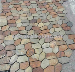 Multicolor Slate Irregular Flagstones, Flagstone Walkway Paver