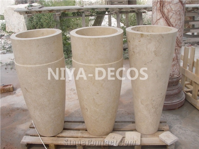 China Beige Limestone,Botticino Limestone/Coral Stone Round Shaped Basins,Bathroom Sinks